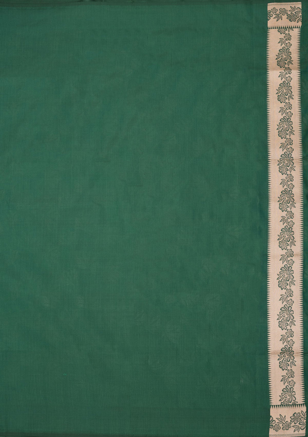 Bottle Green Zariwork Pure Silk Saree-Koskii