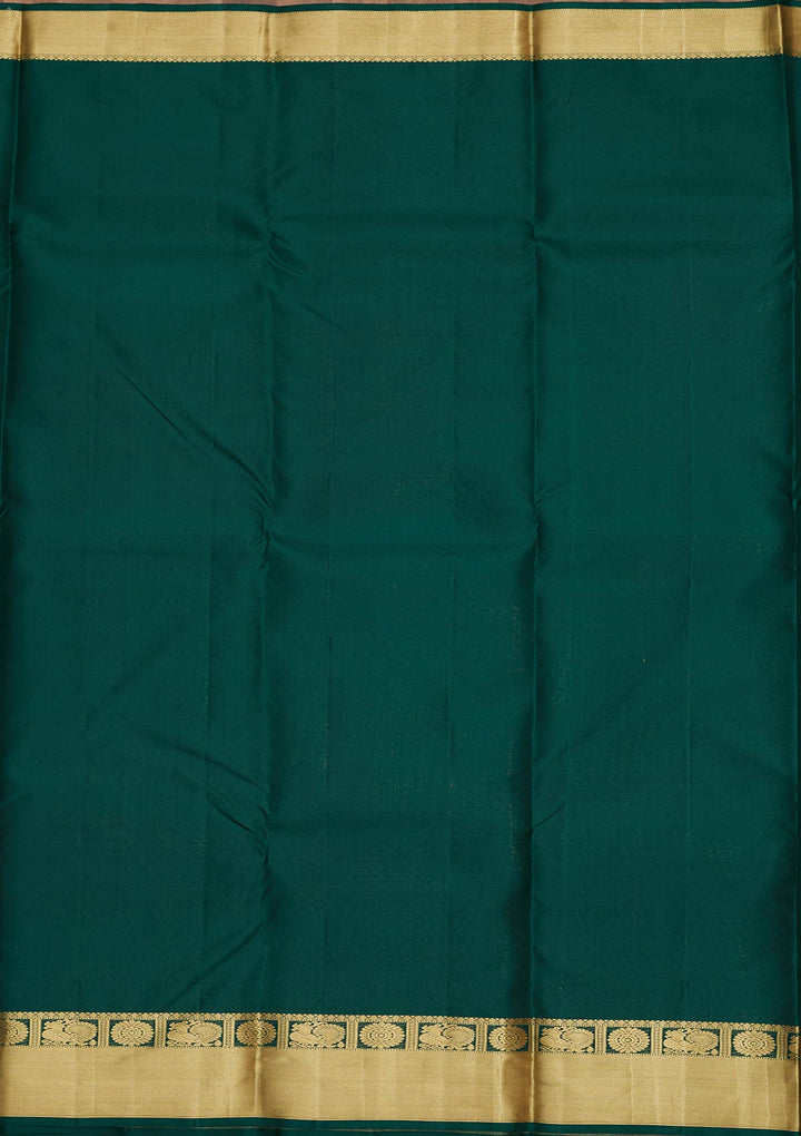 Bottle Green Zariwork Pure Silk Saree-Koskii