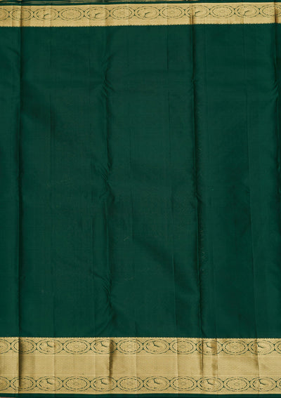 Bottle Green Zariwork Pure Silk Saree-Koskii