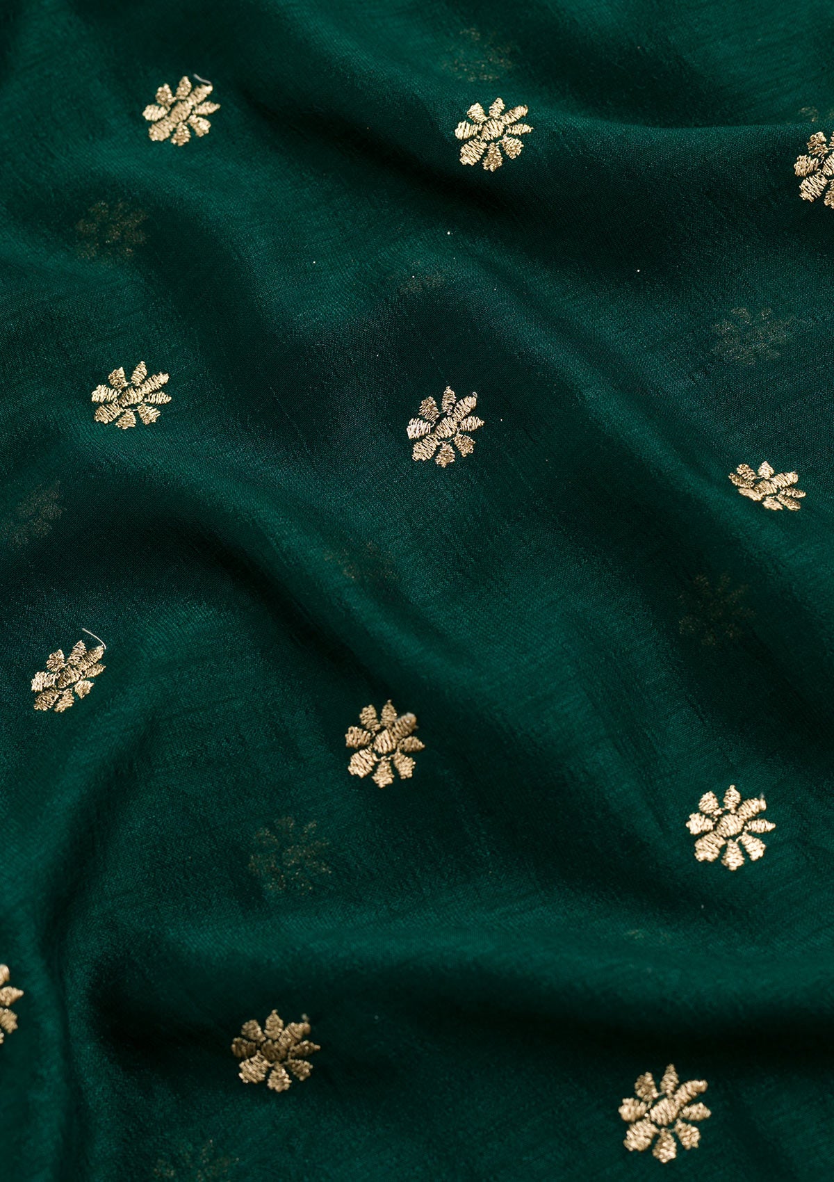 Bottle Green Zariwork Raw Silk Dupatta-Koskii