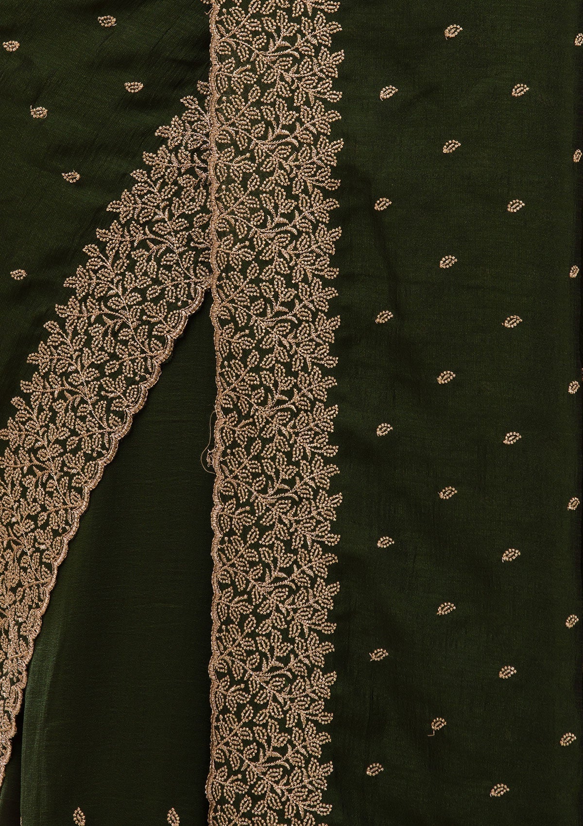 Bottle Green Zariwork Soft Silk Saree