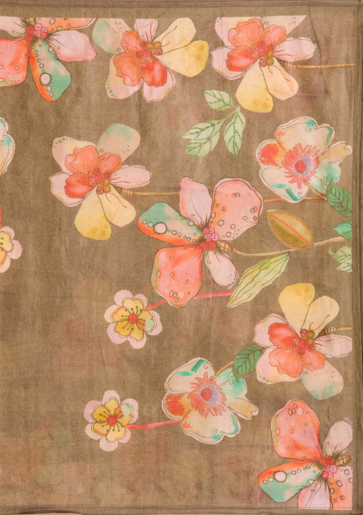 Brown Cutdana Tissue Readymade Salwar Suit