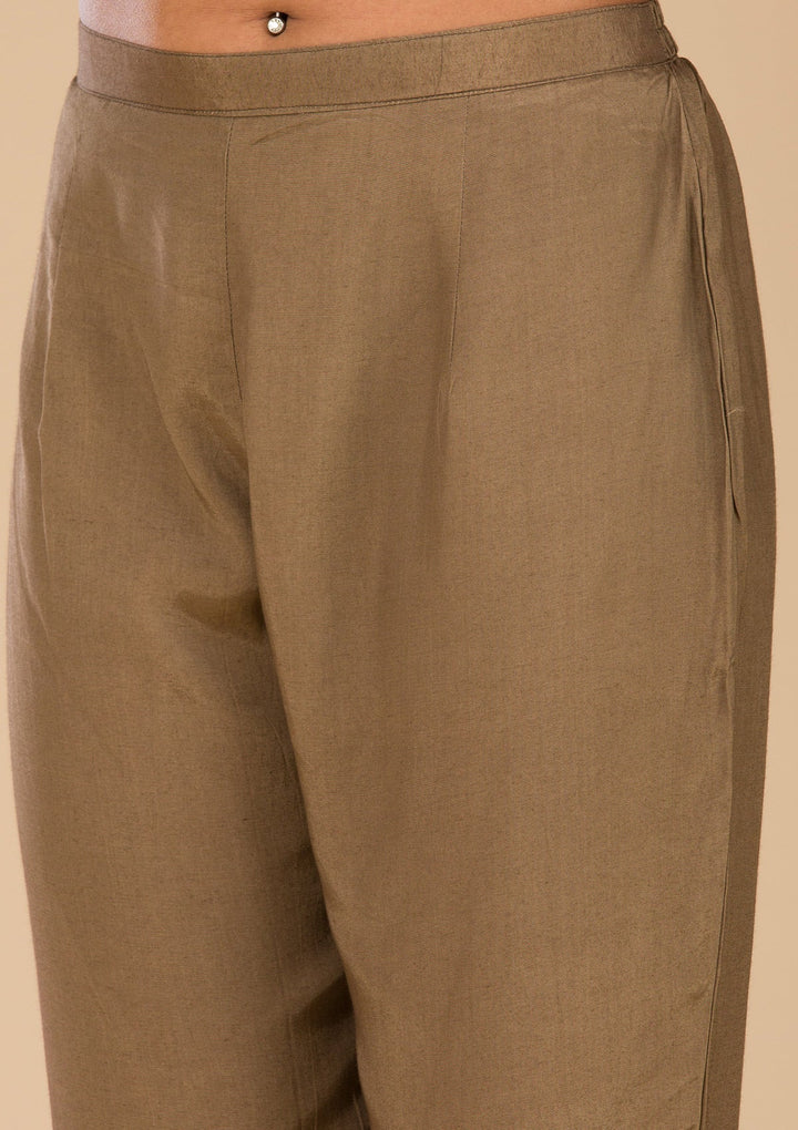 Brown Cutdana Tissue Readymade Salwar Suit