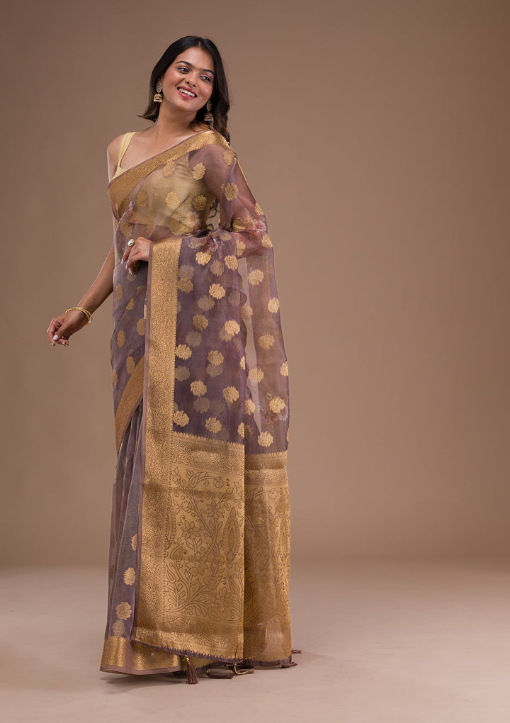 Peacock Blue Stonework Satin Designer Saree-Koskii