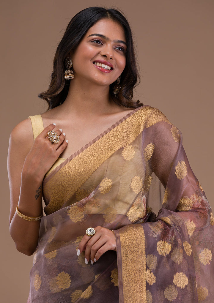 Wine Stonework Satin Designer Saree-Koskii