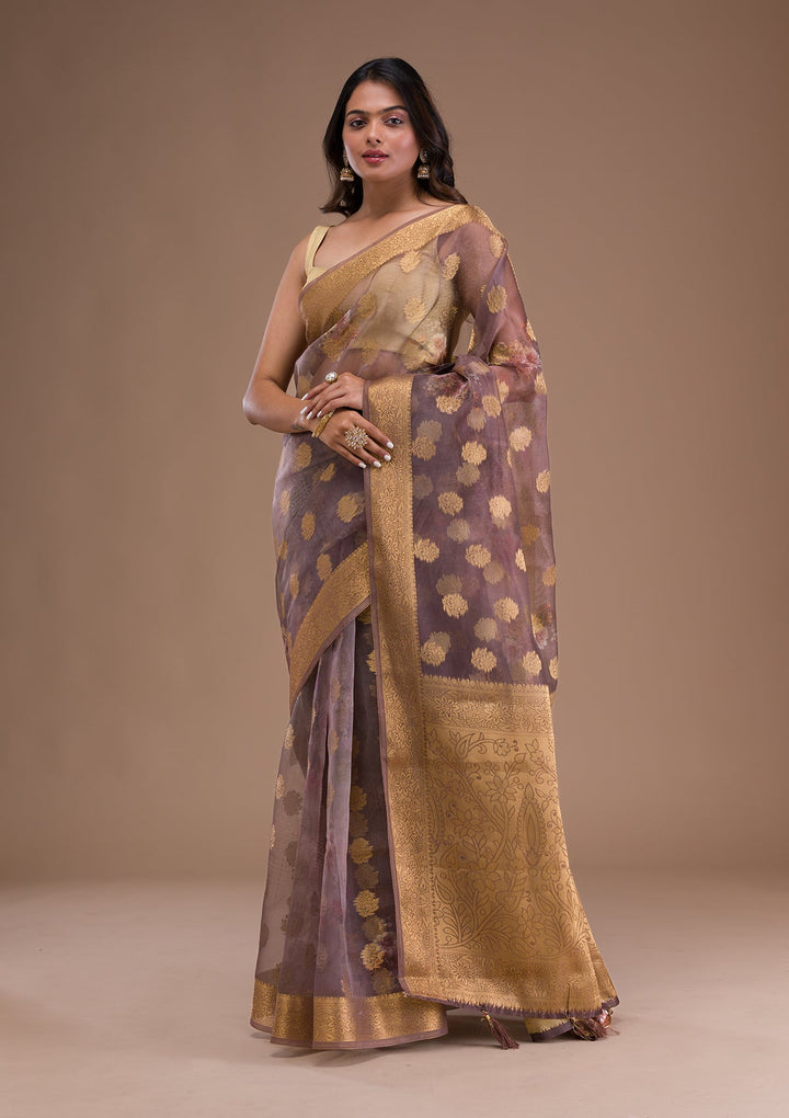 Wine Stonework Satin Designer Saree-Koskii