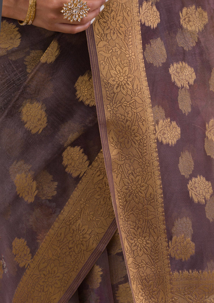 Wine Stonework Satin Designer Saree-Koskii