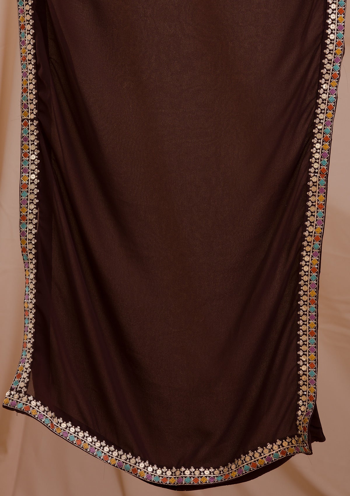 Brown Sequins Georgette Readymade Salwar Suit-Koskii