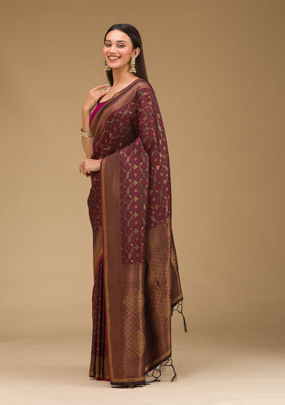 Brown Stonework Art Silk Saree