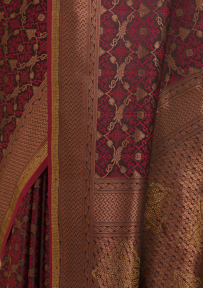 Brown Stonework Art Silk Saree