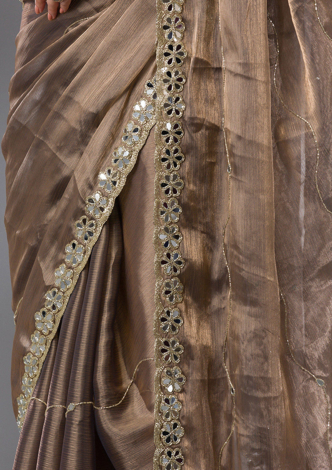 Brown Stonework Georgette Saree-Koskii