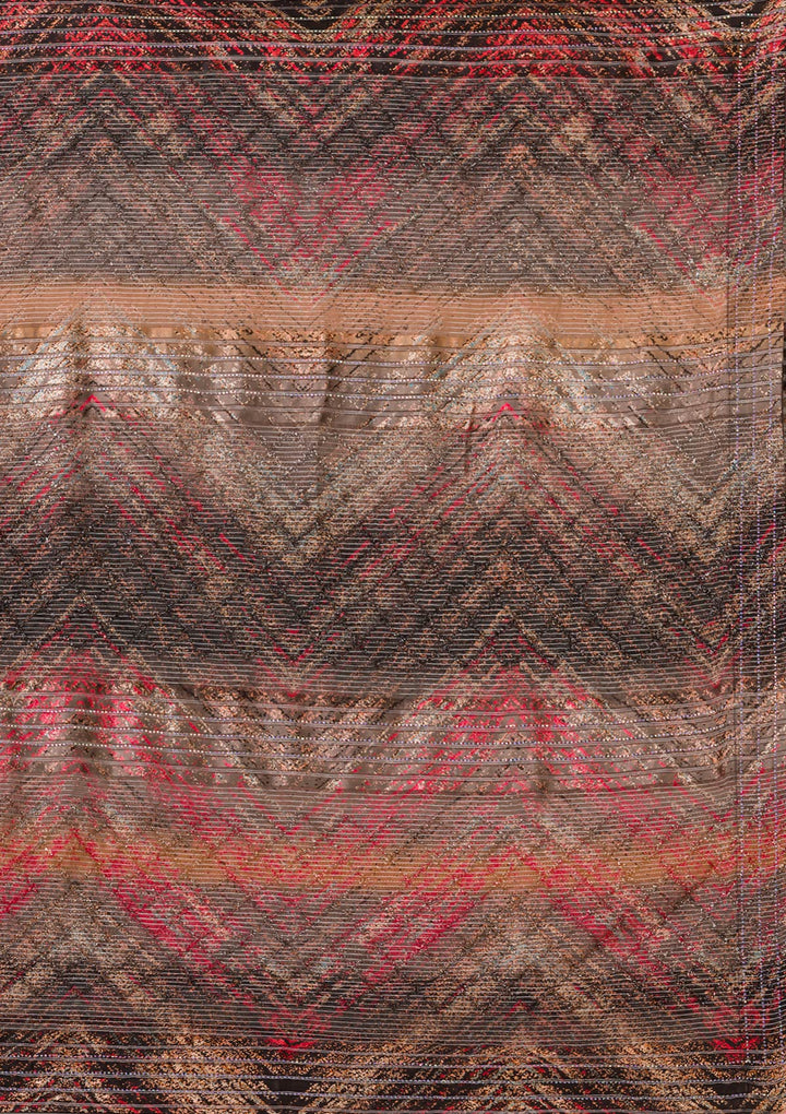 Brown Swarovski Georgette Saree-Koskii