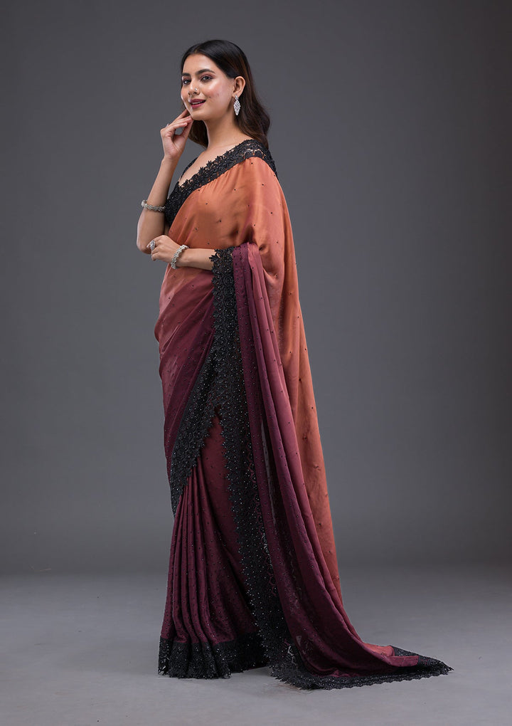 Pink Stonework Georgette Designer Saree-Koskii
