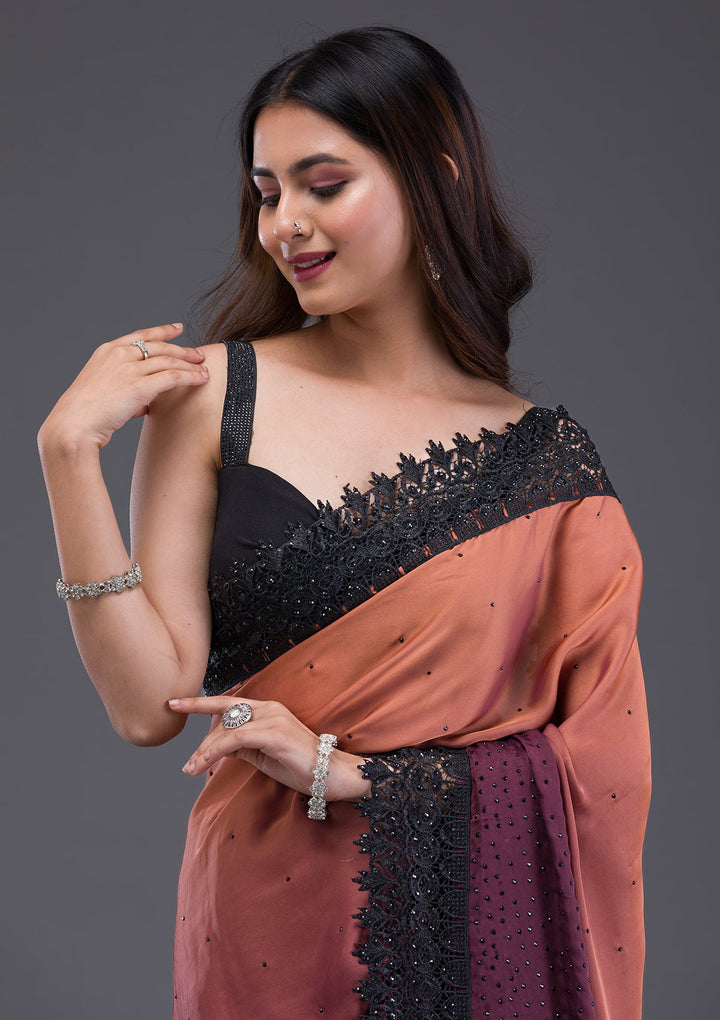 Sky Blue Stonework Georgette Designer Saree-Koskii