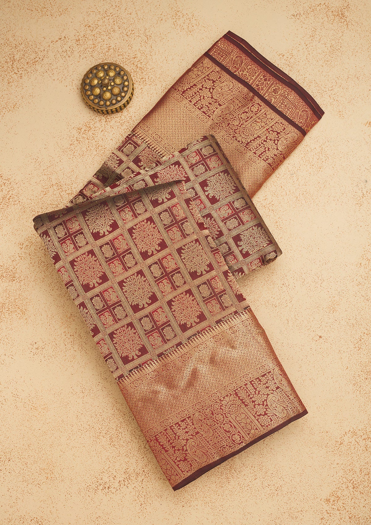 Brown Zariwork Pure Silk Saree-Koskii