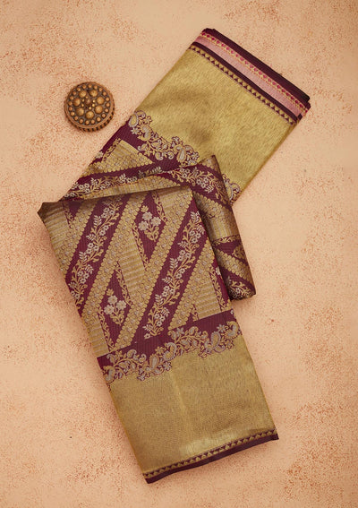 Brown Zariwork Pure Silk Saree-Koskii