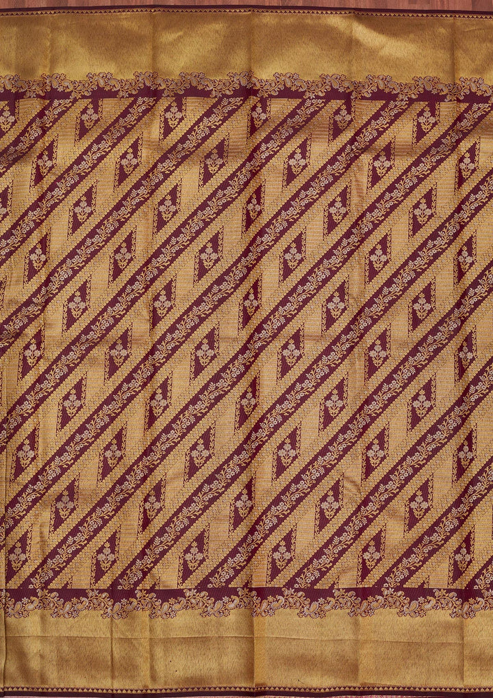 Brown Zariwork Pure Silk Saree-Koskii