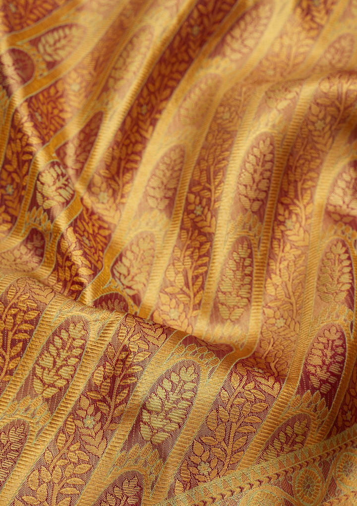 Brown Zariwork Pure Silk Saree-Koskii