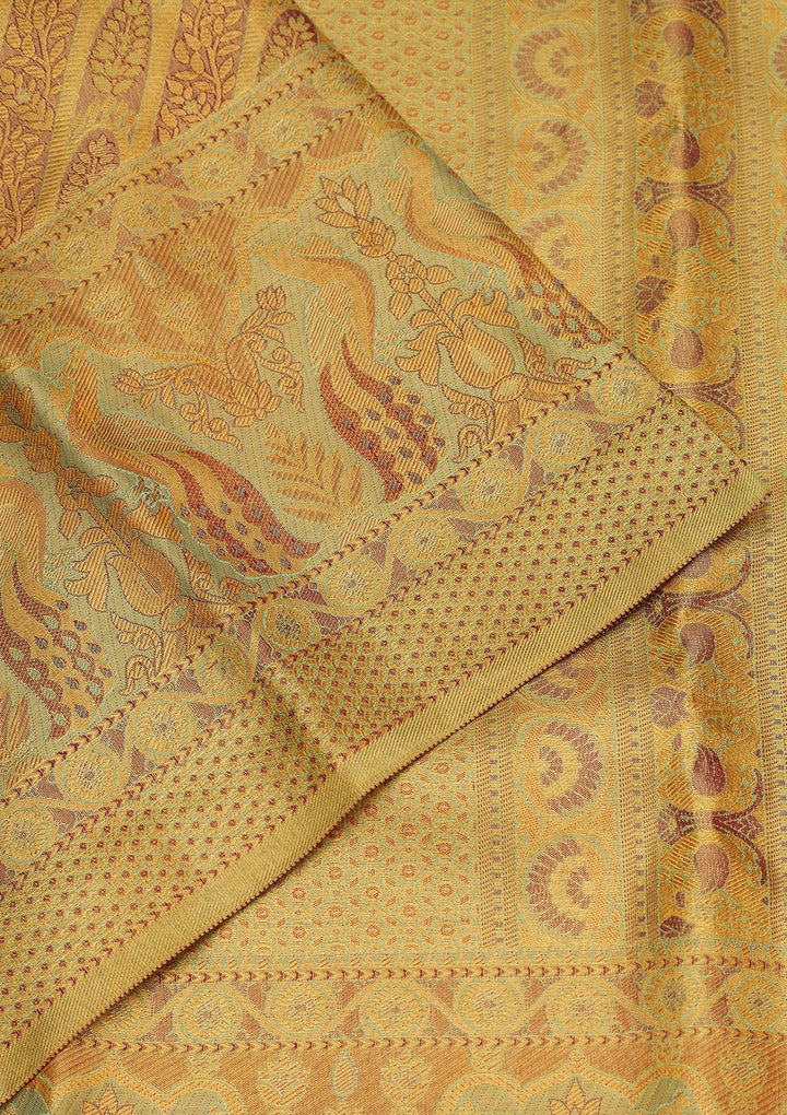 Brown Zariwork Pure Silk Saree-Koskii