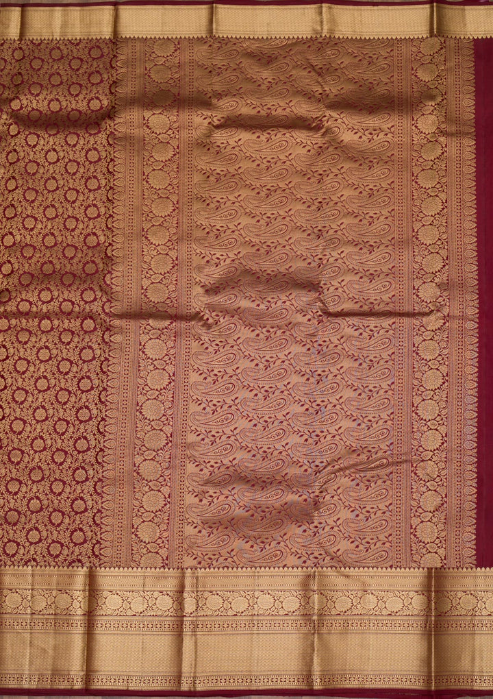 Brown Zariwork Pure Silk Saree-Koskii