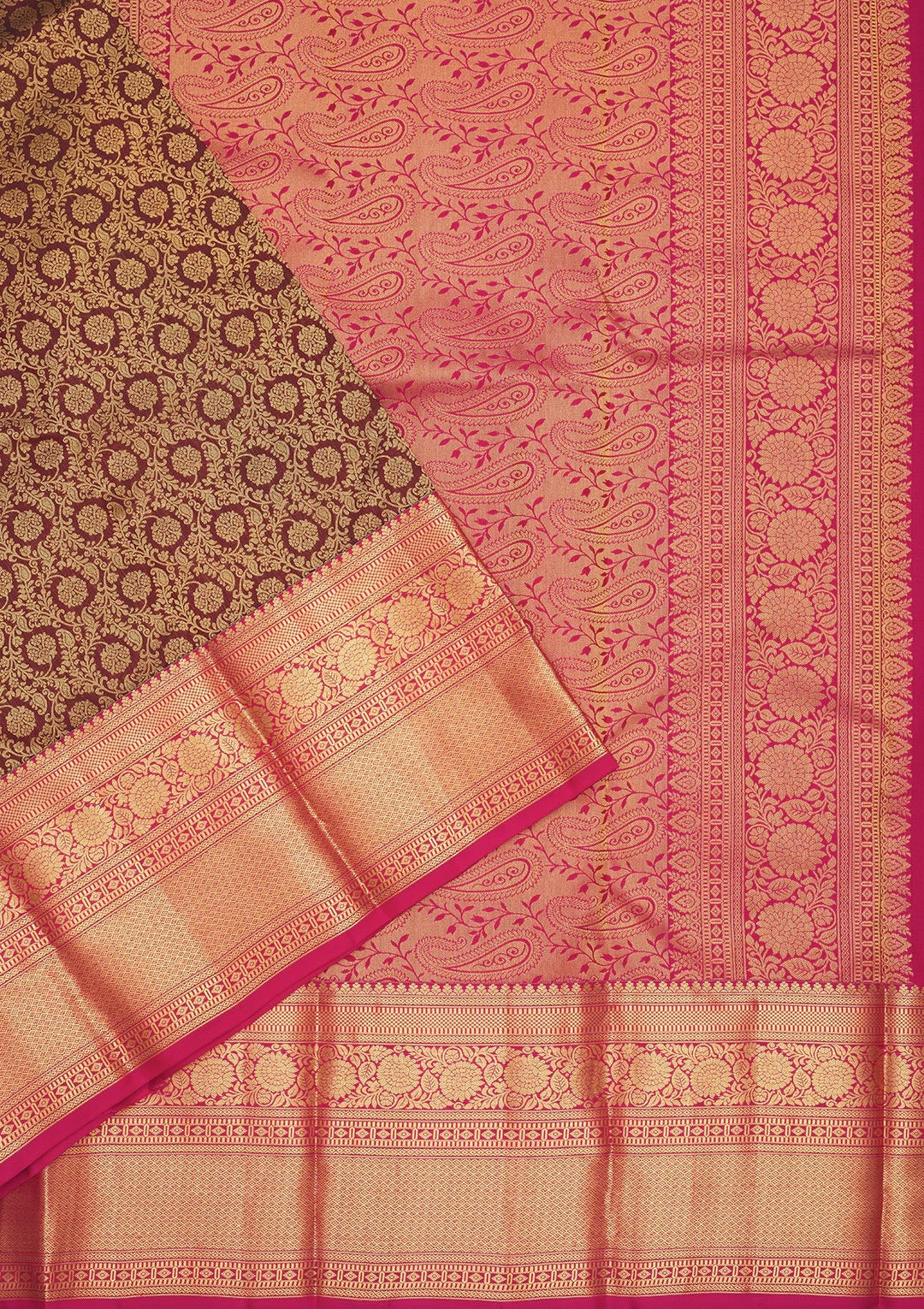 Brown Zariwork Pure Silk Saree-Koskii
