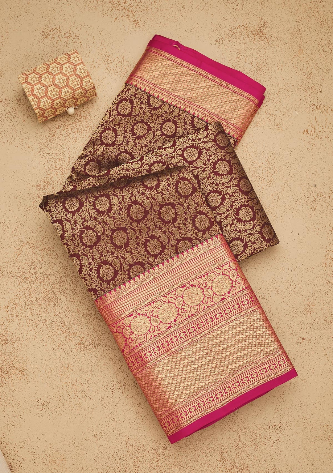 Brown Zariwork Pure Silk Saree-Koskii