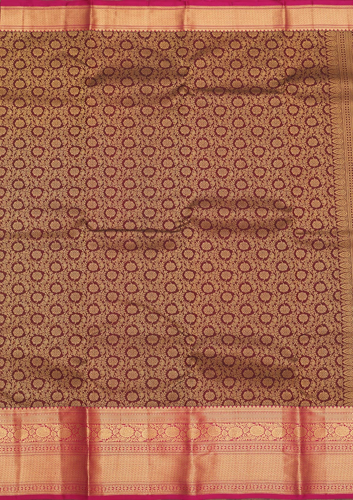 Brown Zariwork Pure Silk Saree-Koskii
