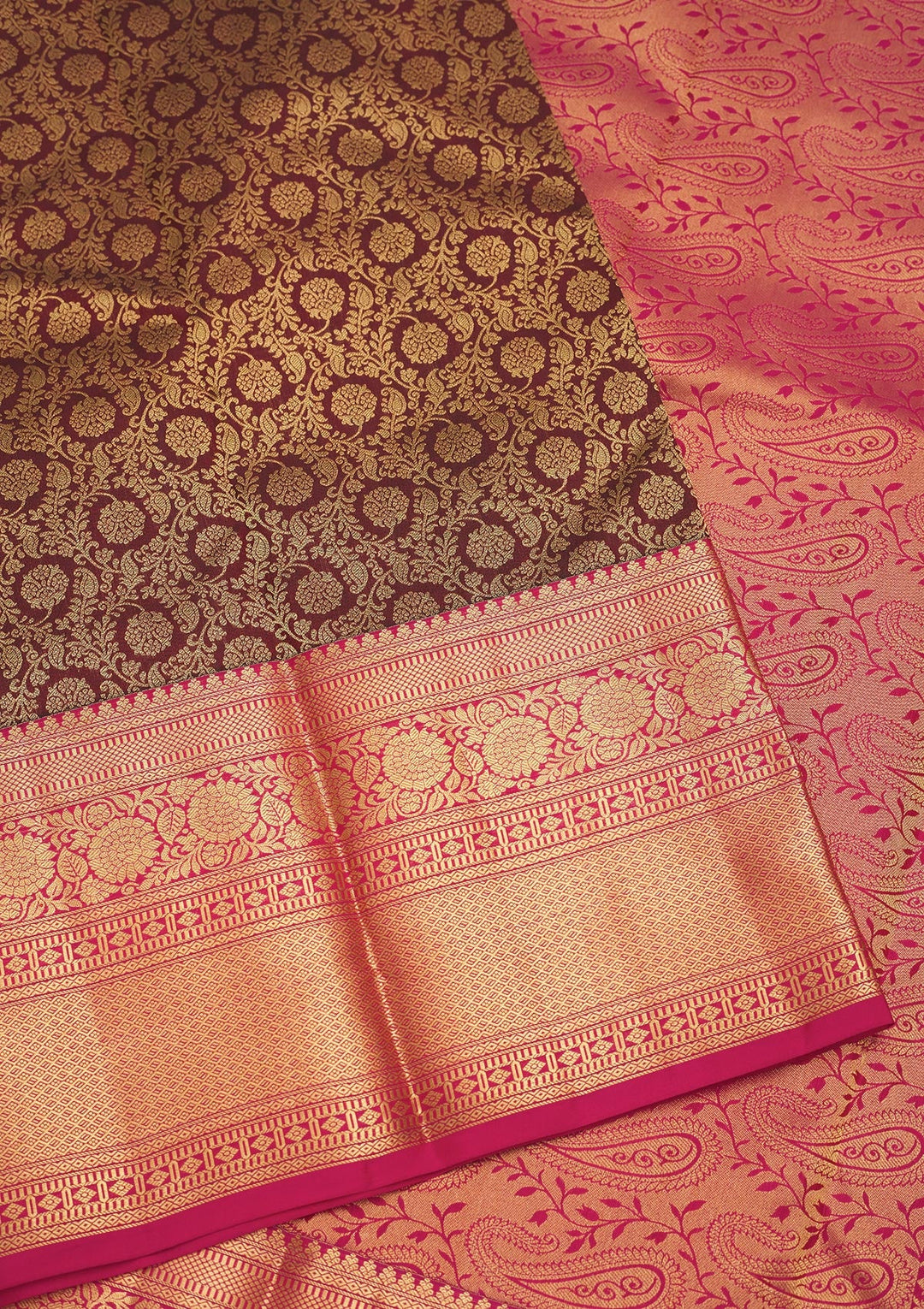 Brown Zariwork Pure Silk Saree-Koskii