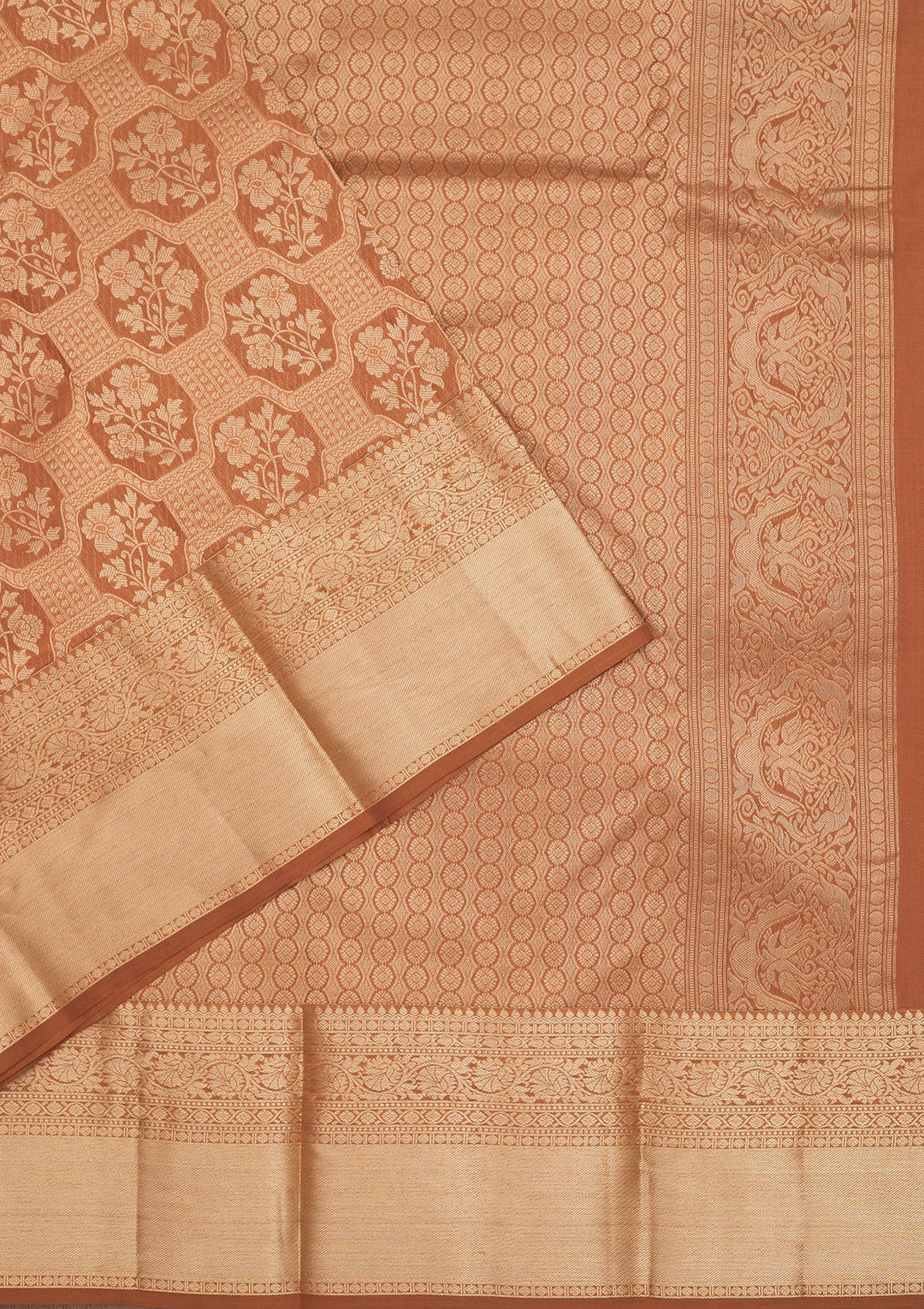 Brown Zariwork Pure Silk Saree-Koskii