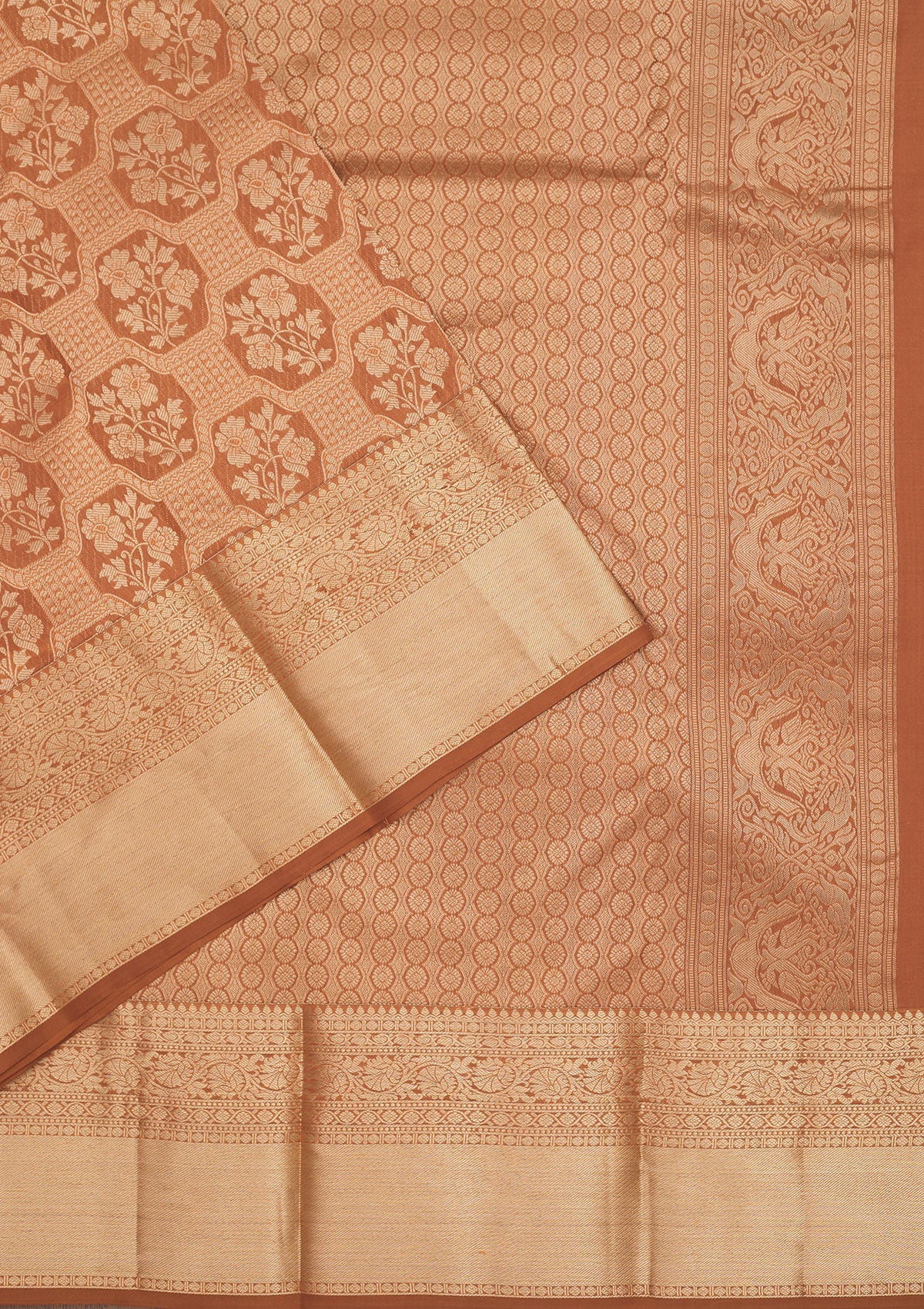 Brown Zariwork Pure Silk Saree-Koskii