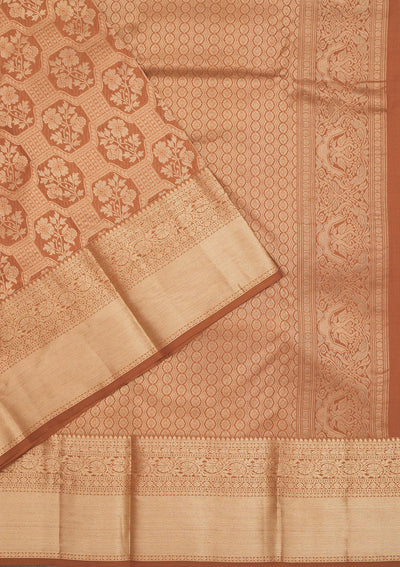 Brown Zariwork Pure Silk Saree-Koskii