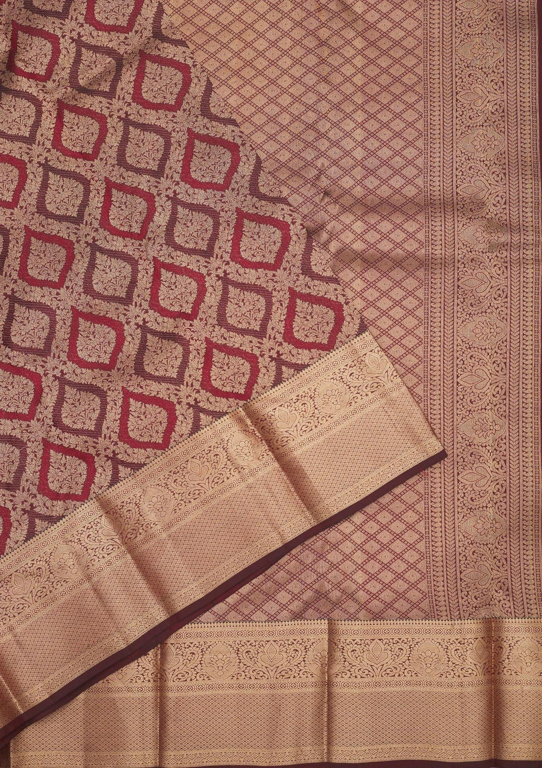Brown Zariwork Pure Silk Saree