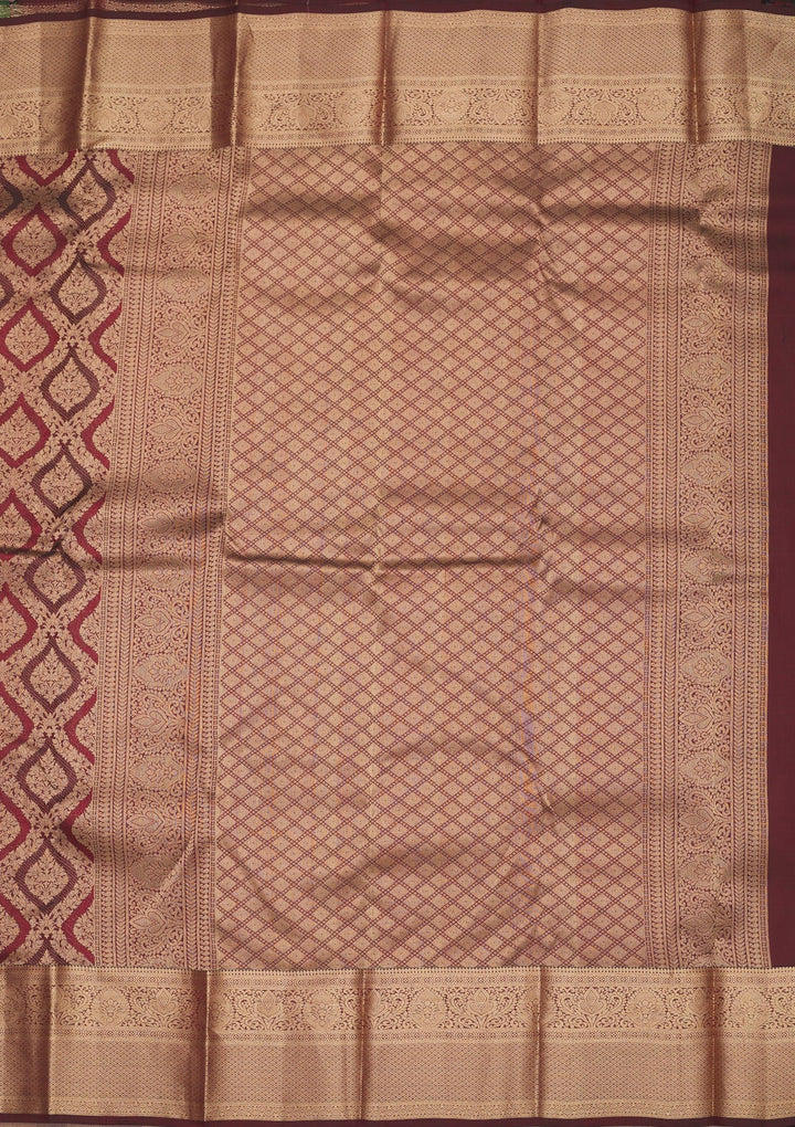 Brown Zariwork Pure Silk Saree