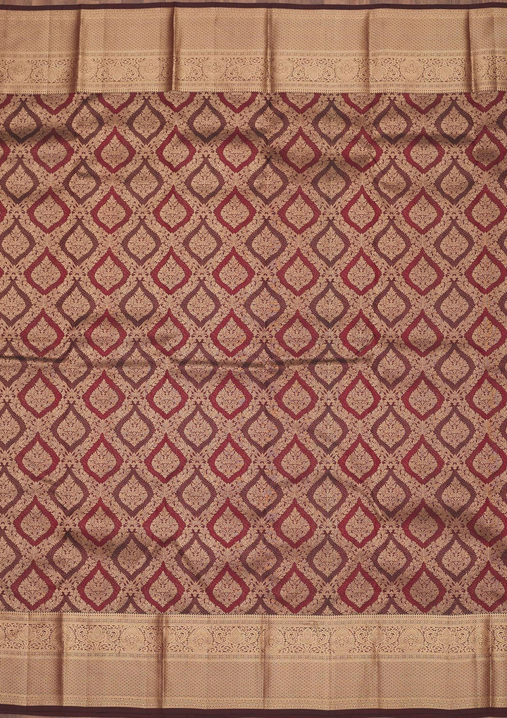 Brown Zariwork Pure Silk Saree