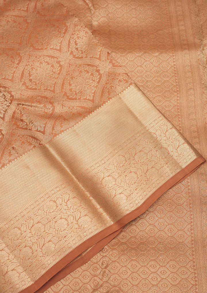 Brown Zariwork Pure Silk Saree-Koskii
