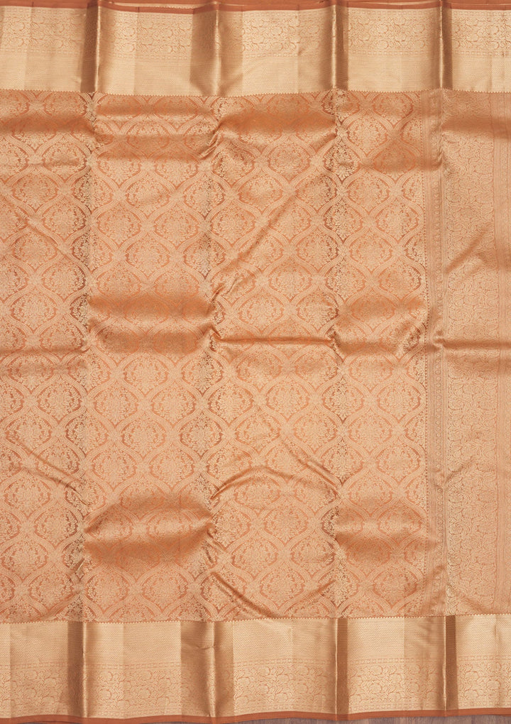Brown Zariwork Pure Silk Saree-Koskii