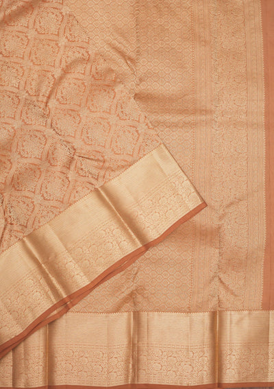 Brown Zariwork Pure Silk Saree-Koskii