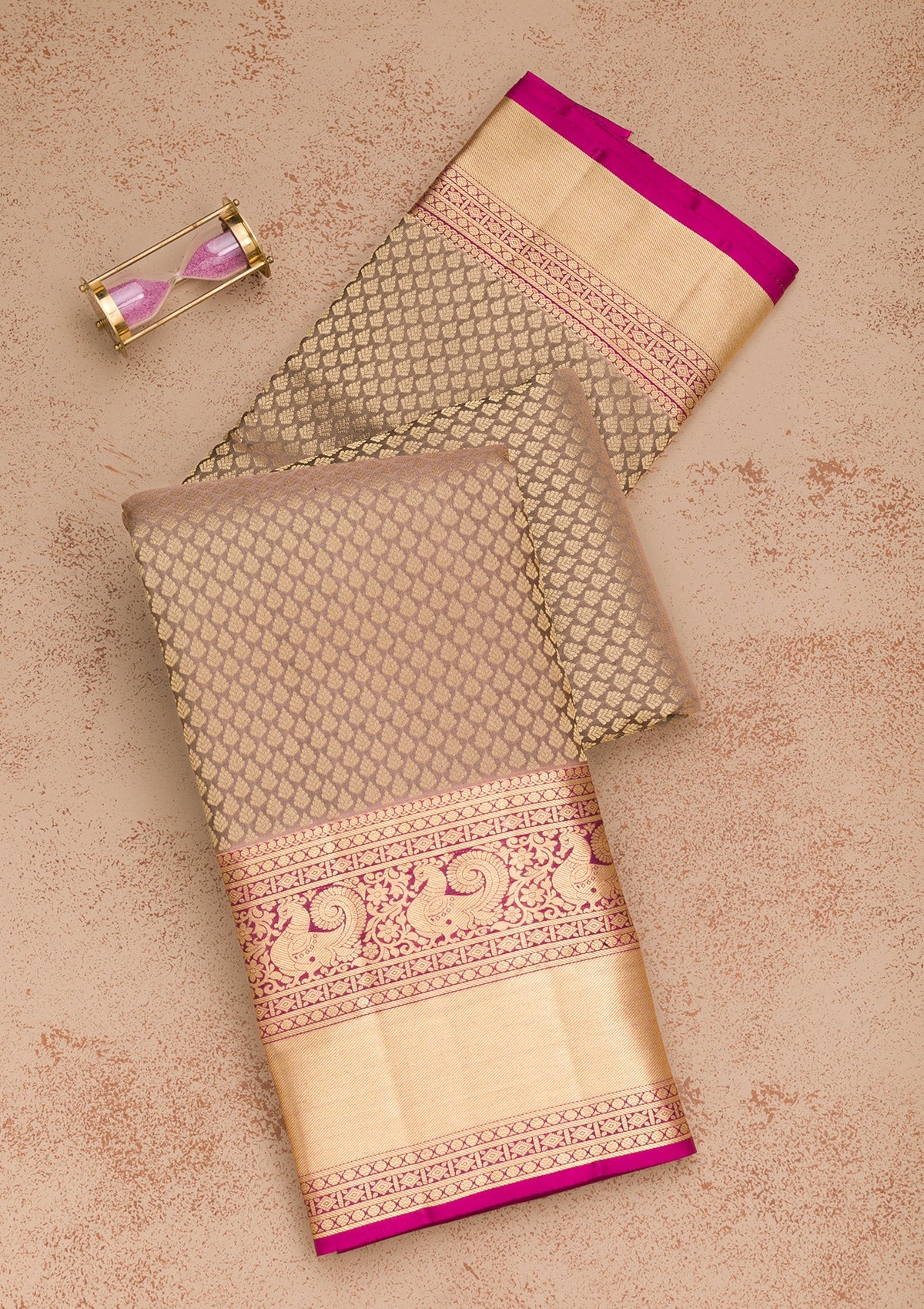 Brown Zariwork Pure Silk Saree-Koskii