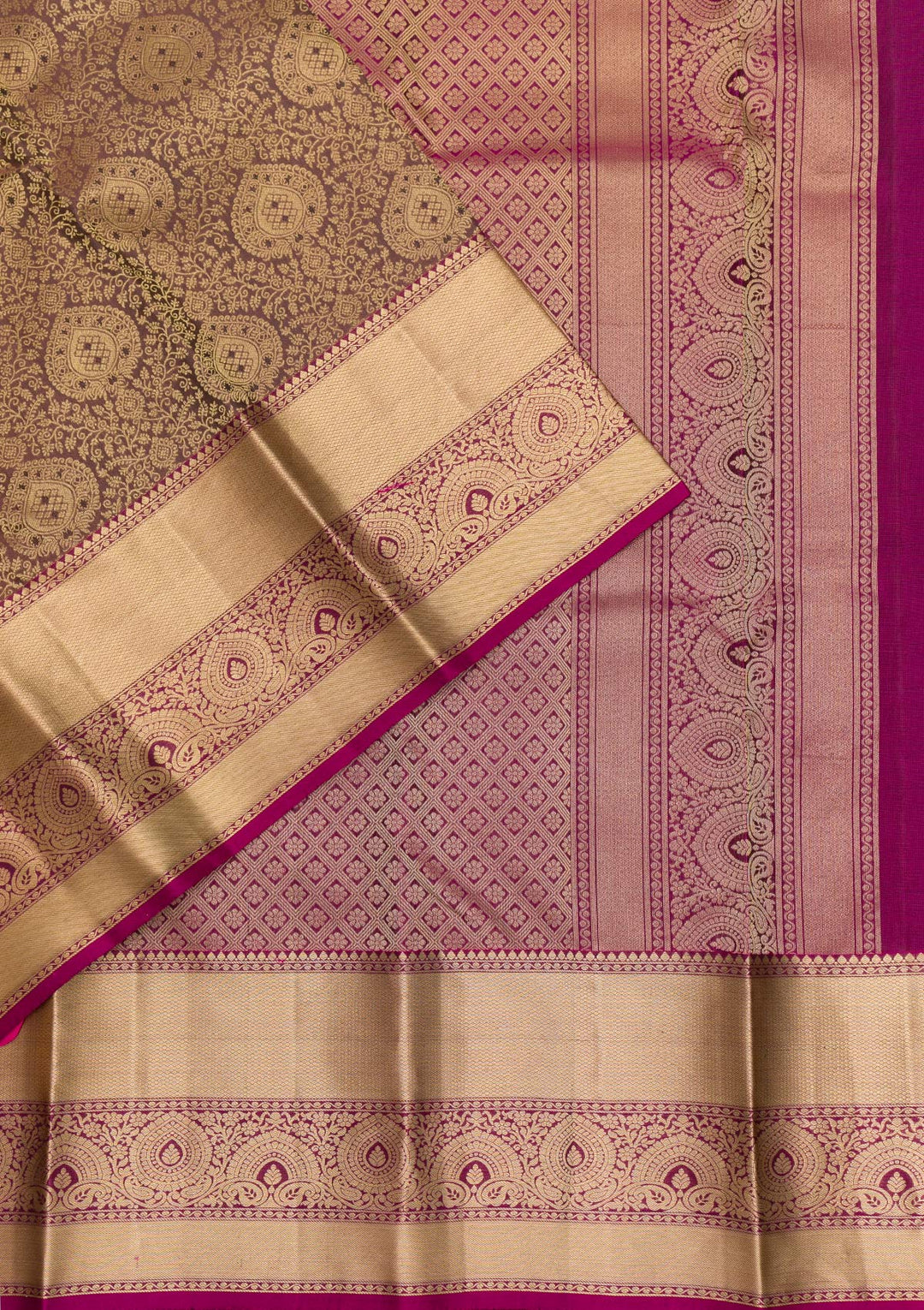 Brown Zariwork Pure Silk Saree-Koskii