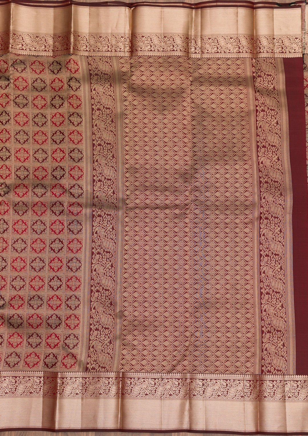 Brown Zariwork Pure Silk Saree-Koskii