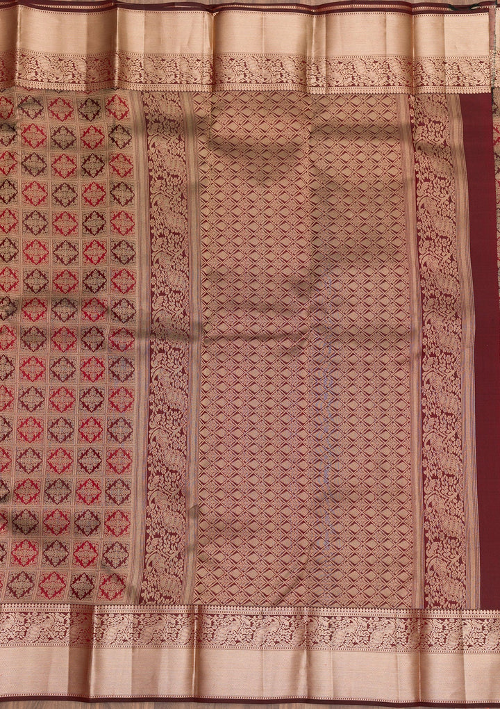 Brown Zariwork Pure Silk Saree-Koskii