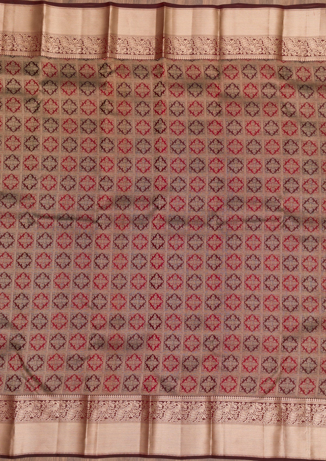 Brown Zariwork Pure Silk Saree-Koskii
