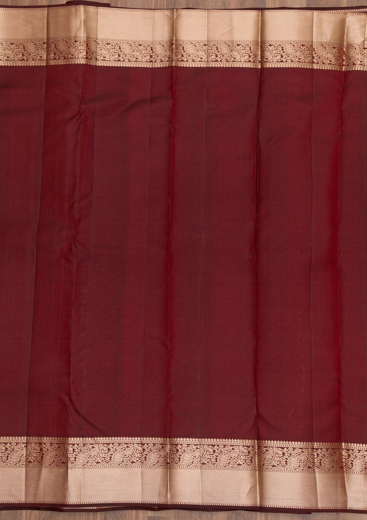 Brown Zariwork Pure Silk Saree-Koskii