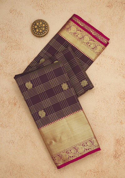 Brown Zariwork Pure Silk Saree-Koskii