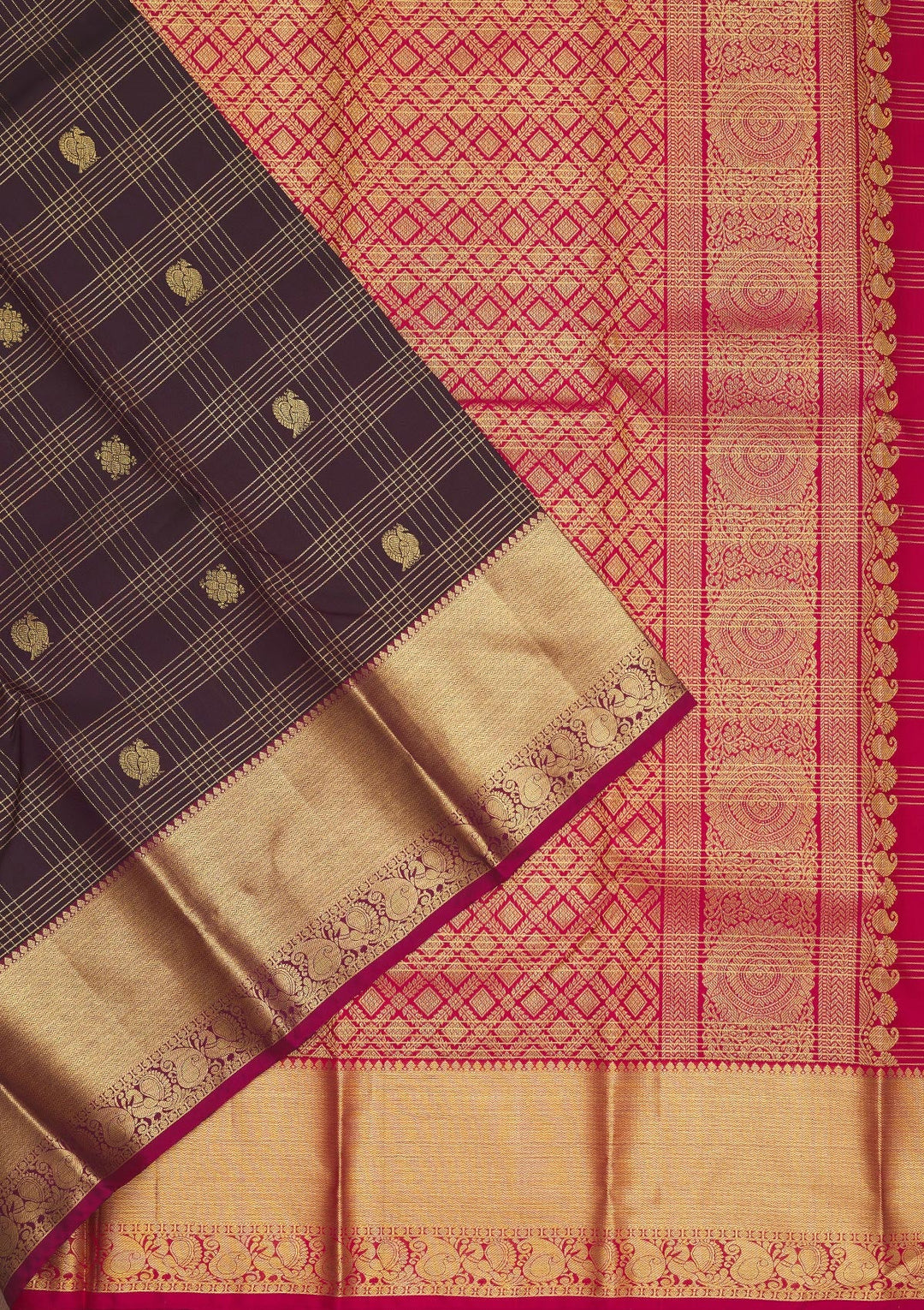 Brown Zariwork Pure Silk Saree