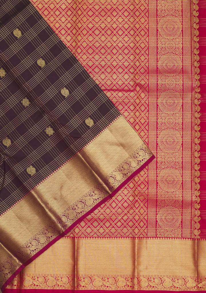 Brown Zariwork Pure Silk Saree
