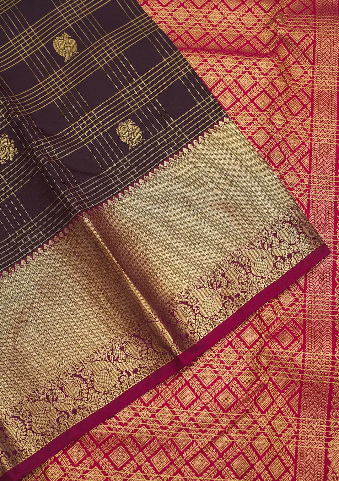 Brown Zariwork Pure Silk Saree
