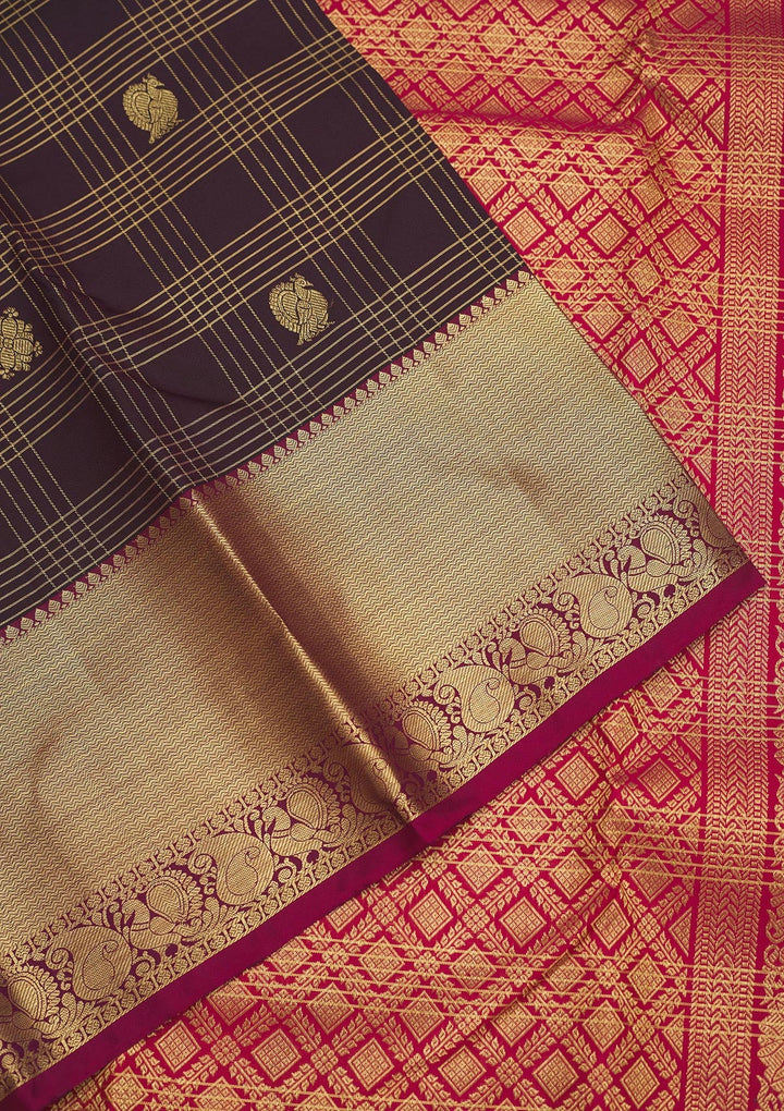 Brown Zariwork Pure Silk Saree