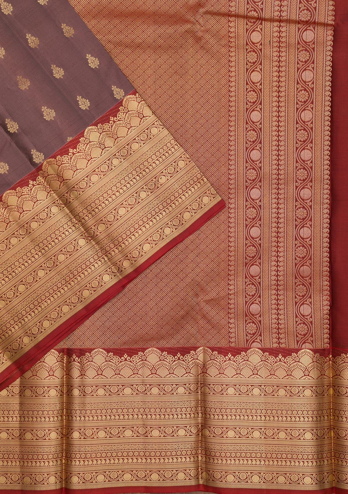 Brown Zariwork Pure Silk Saree-Koskii