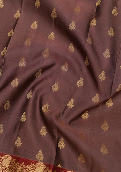 Brown Zariwork Pure Silk Saree-Koskii